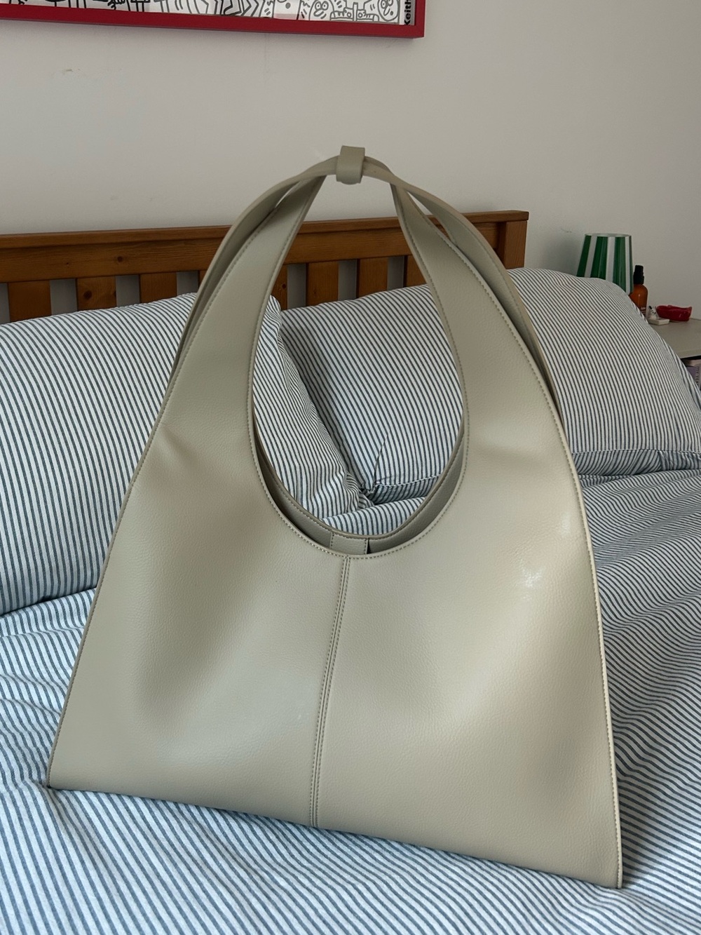 Freja New York Ida Bag Oat Large Vegan Leather Hobo Tote - Picture 3 of 8